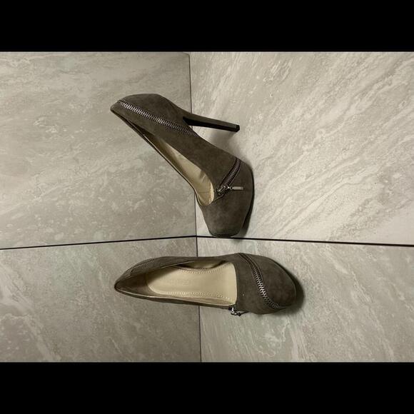 Y2K Colin Stuart grey suede zippered platform stiletto heels - Picture 2 of 5